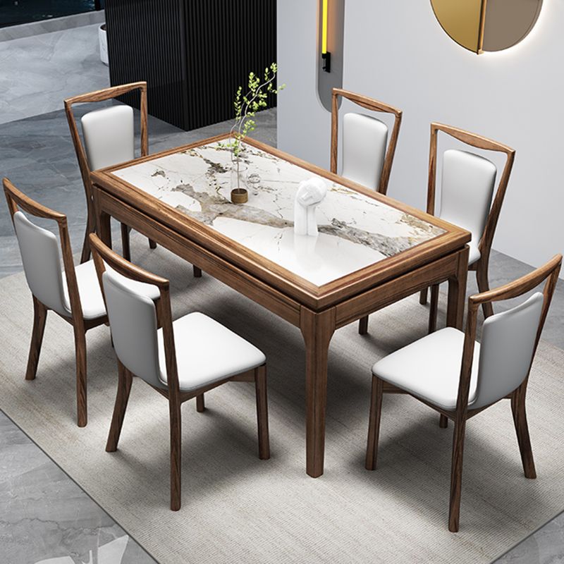 Contemporaneo 1/2/7 pezzi sala da pranzo set mobili in pietra rettangolo in bianco