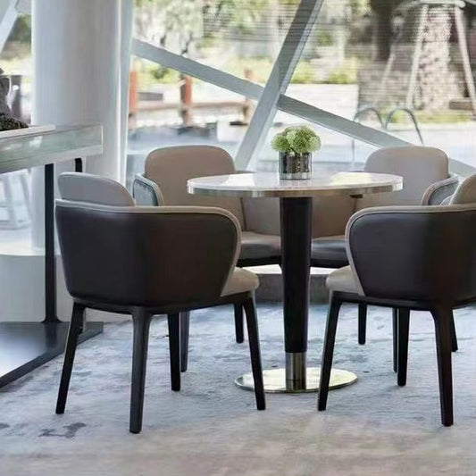 Faux Leather Arm Chair Nordic Style Parsons Chairs with Black Legs