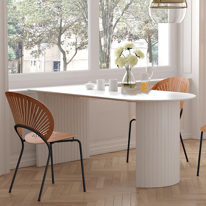 Modern Style Dining Table White Double Pedestal Dining Table for Home Use Clearhalo ' dining_table' 'Dining Tables & Seating' 'Dining Tables' 'furn' 'furn_dining_table' 'Furniture' 'furniture_dining_table' 'Kitchen & Dining Furniture' 'kitchen&dining_furn' 'kitchen' 'kitchen_dining_table' 1200x1200_420c79a9-f30d-4058-a82f-d7e0f0ee0ce3