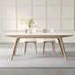 Stone Dining Table Set with Ash Wood Frame 1/4/5/7 Pcs Contemporary White Dining Set