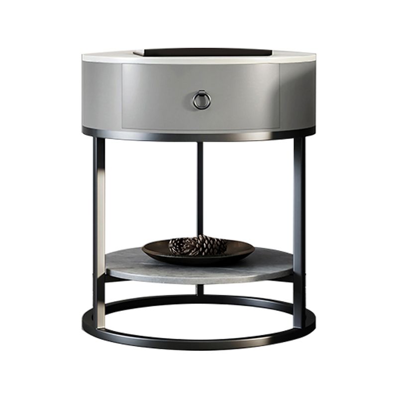 1-Drawer Shelf Included Stone Side Table - 19.69" W x 19.69" D x 22.83" H