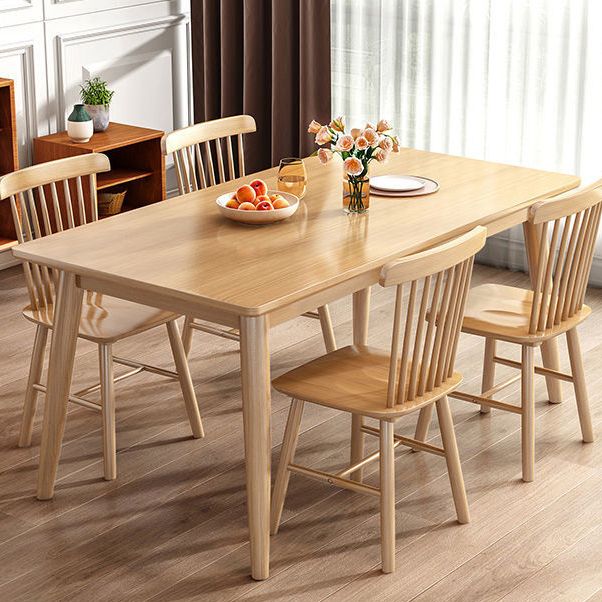 Simple Style Dining Table Rubberwood Solid Wood with 4 Legs Base Table in Wood Color Clearhalo ' dining_table' 'Dining Tables & Seating' 'Dining Tables' 'Furniture' 'furniture_dining_table' 'Kitchen & Dining Furniture' 'kitchen&dining_furn' 'kitchen' 'kitchen_dining_table' 1200x1200_420e6759-63fb-467d-9b25-f3c098e44acf