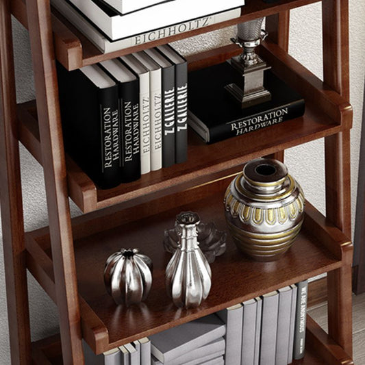 Open Back Walnut Bookcase Contemporary Ladder Bookshelf with Shelves Clearhalo 'Bookcases' 'furn' 'furn_bookcases' 'Furniture' 'Office Furniture' 1200x1200_42113ec9-dfc1-43b3-af9e-163d1daa5610