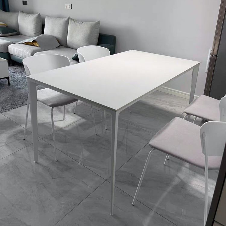 Modern Style Sintered Stone Table 4 Legs Base Rectangle Table for Home Clearhalo ' dining_table' 'Dining Tables & Seating' 'Dining Tables' 'Furniture' 'furniture_dining_table' 'Kitchen & Dining Furniture' 'kitchen&dining_furn' 'kitchen' 'kitchen_dining_table' 1200x1200_421153be-99b8-4a71-b6d1-51350fa0cbf2