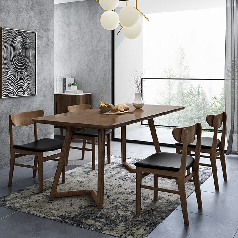 Contemporary Ash Wood Dining Table Double Pedestal Solid Wood Base Rectangle Table for Home Clearhalo ' dining_table' 'Dining Tables & Seating' 'Dining Tables' 'furn' 'furn_dining_table' 'Furniture' 'furniture_dining_table' 'Kitchen & Dining Furniture' 'kitchen&dining_furn' 'kitchen' 'kitchen_dining_table' 1200x1200_42115f10-bef1-43fc-8d91-12ae49e5ffc3