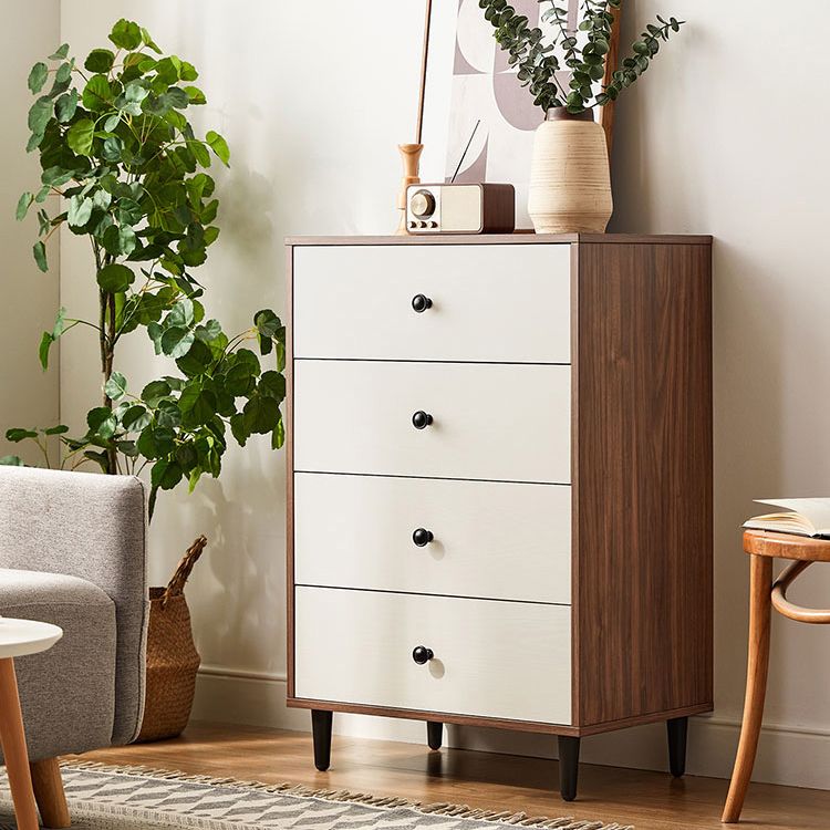 Modern 35.8" Tall Simple Accent Chest 4 Drawers Wood Storage Cabinet