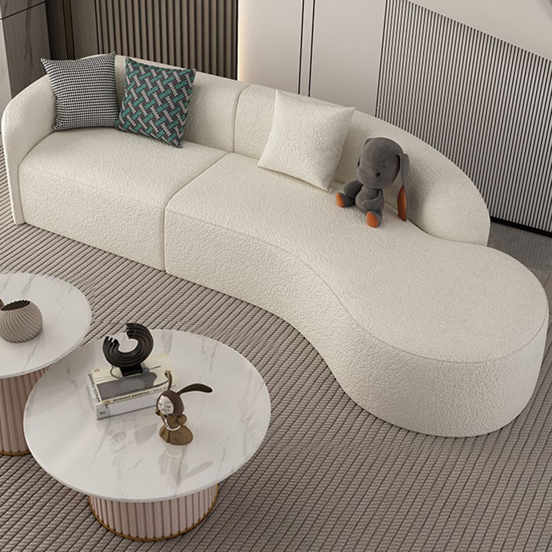 Contemporary 23.62 "/27.55" H White Wool Curved Sofa for Living Room
