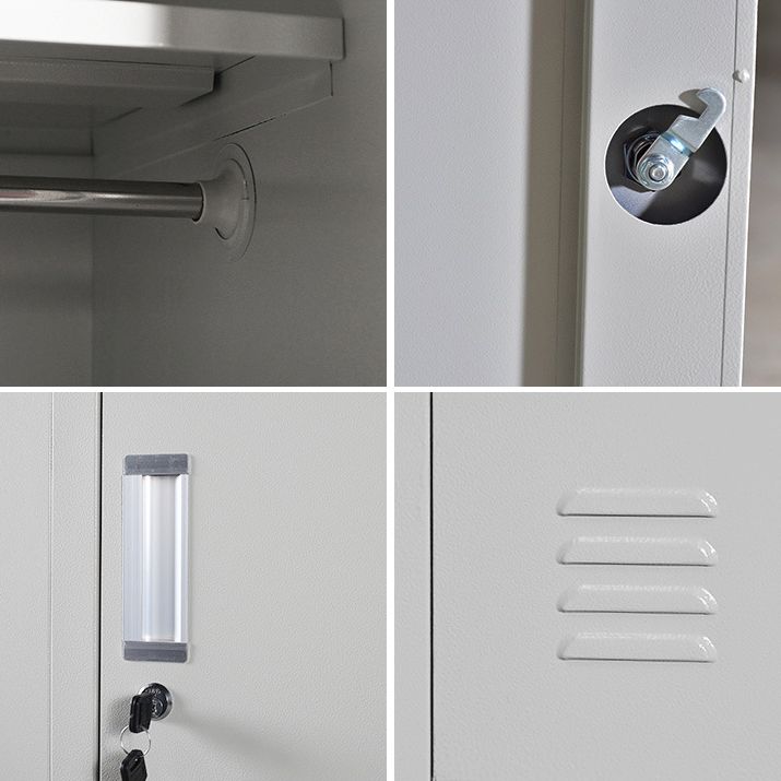 Metal Wardrobe Cabinet Contemporary Grey Wardrobe Armoire for Home Clearhalo 'Armoires & Wardrobes' 'armoires_wardrobes' 'Bedroom Furniture' 'furn' 'furn_armoires_wardrobes' 'Furniture' 1200x1200_42138b12-e1fd-4106-8e89-a2571196b7f0