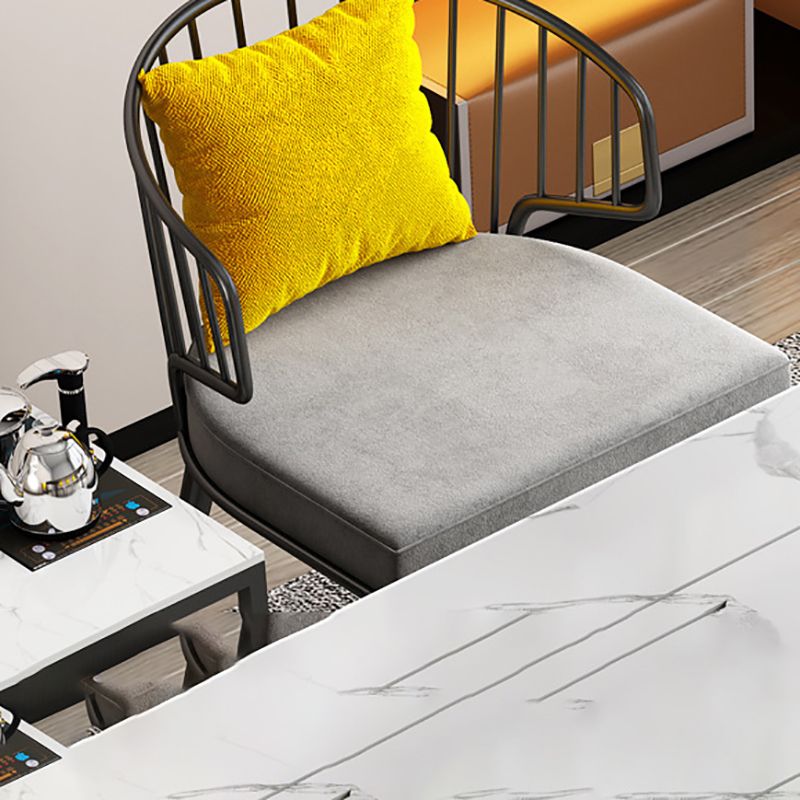 Sillas de comedor tapizadas grises sillas de brazo de metal windsor