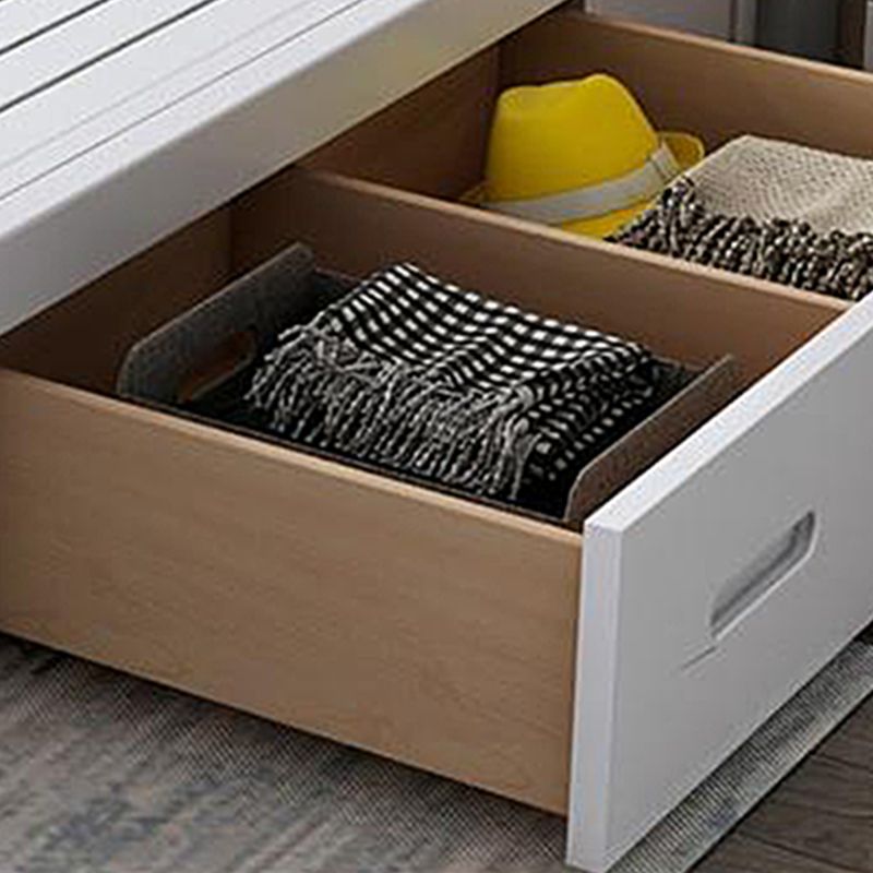 Modern Rubberwood Standard Bed with Rectangle Headboard and Wooden Legs