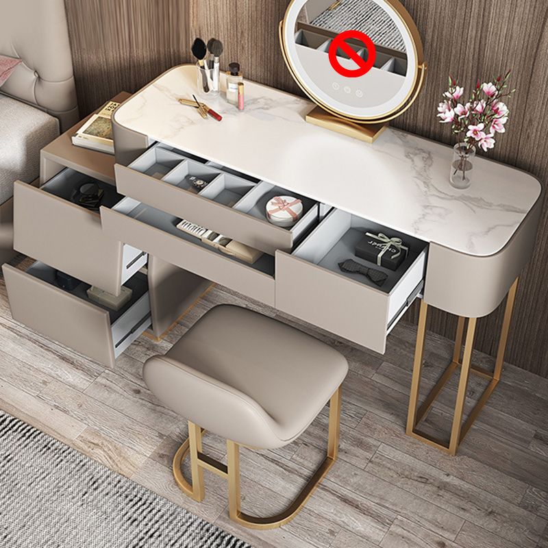 Luxurious 5 Storage Drawer Solid Wood Desk 31.5" Makeup Vanity Desk