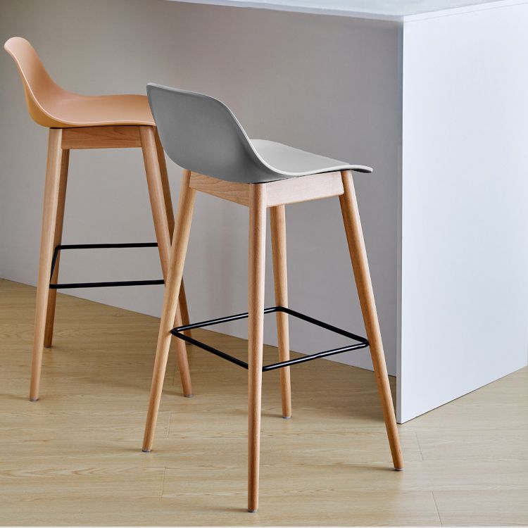 Sgabelli da bar senza braccio scandinavo sgabello da bassa schiena con 4 gambe di faggio