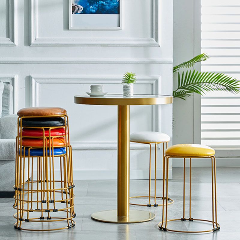 Metal Frame Pouf Plain Round Contemporary Velvet Fade Resistant Ottoman Clearhalo 'furn' 'furn_ottomans_poufs' 'Furniture' 'Living Room Furniture' 'Ottomans & Poufs' 'ottomans_poufs' 1200x1200_4215f273-44db-4e94-87c1-12e643b95cd8