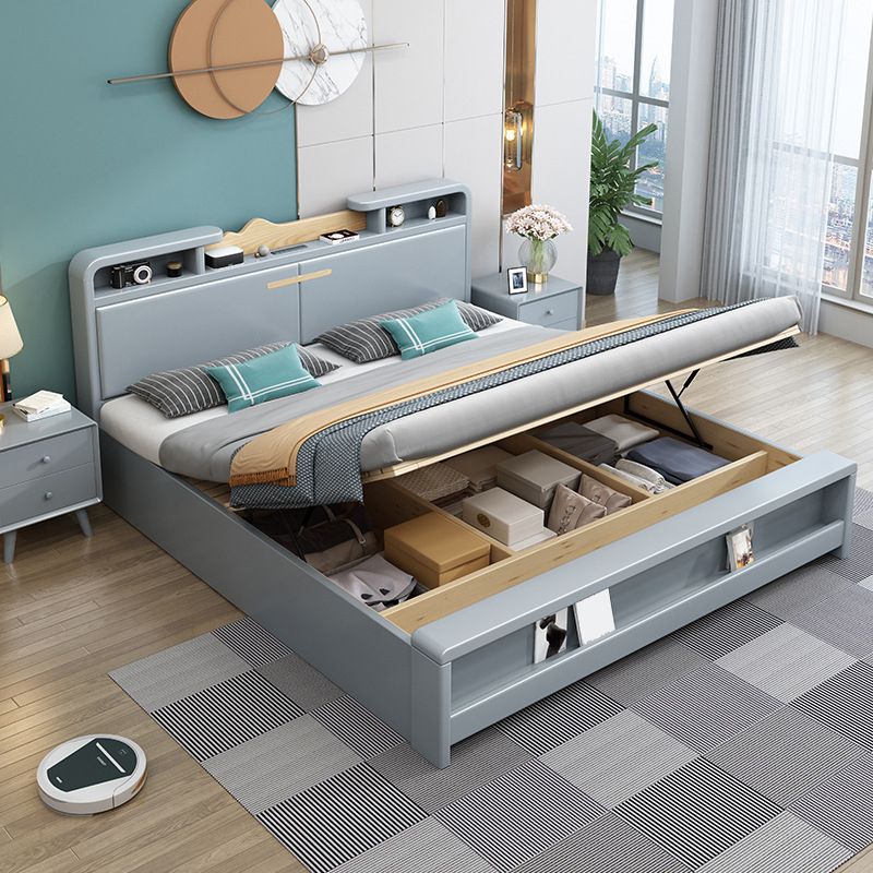 84.65 inch Wide Traditional Bed Frame Solid Wood Bed with Headboard