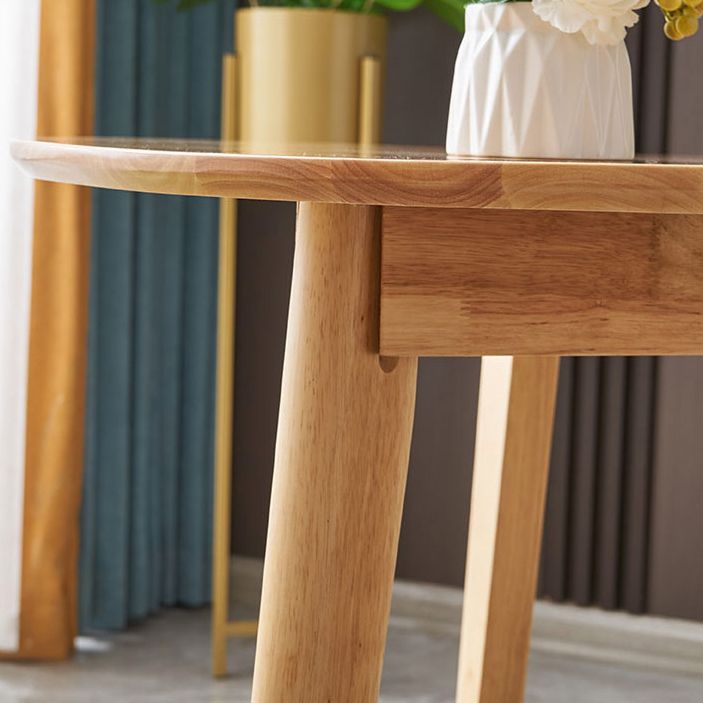 Round 3 Legs Casual Dining Table Wood Color Fixed Table of Rubberwood Solid Wood Clearhalo ' dining_table' 'Dining Tables & Seating' 'Dining Tables' 'furn' 'furn_dining_table' 'Furniture' 'furniture_dining_table' 'Kitchen & Dining Furniture' 'kitchen&dining_furn' 'kitchen' 'kitchen_dining_table' 1200x1200_4216a103-71ca-491e-ad5c-0db43da1a2d1