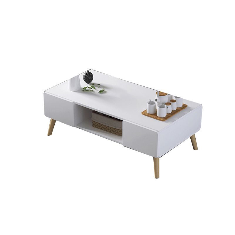 Modern Rectangle Wooden Coffee Table 4 Legs Cocktail Table with Storage Clearhalo 'Coffee & Accent Tables' 'Coffee Tables' 'coffee_tables' 'furn' 'furn_coffee_tables' 'Furniture' 'Living Room Furniture' 1200x1200_4217fe3a-5ea9-4969-81a8-60727993cd28