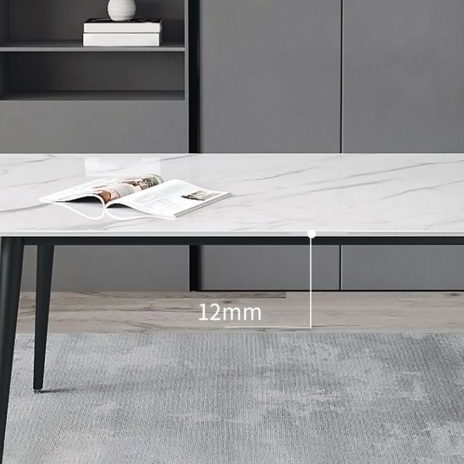 Designer Style White Dining Table Set 1/4/5/7 Pieces Stone and Metal Dinette Set Clearhalo 'Dining Room Sets' 'Dining Tables & Seating' 'dining_room_set' 'furn' 'furn_dining_room_set' 'Furniture' 'Kitchen & Dining Furniture' 1200x1200_42197307-c591-407f-a76f-11a204fb0c32