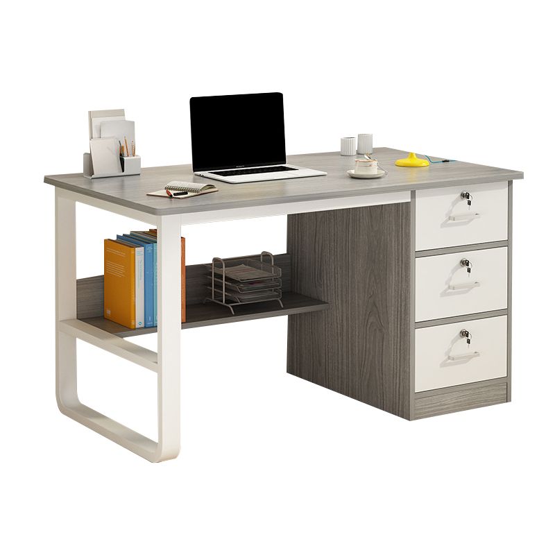 3 Schubladen zeitgenössischer Büro Schreibtisch Rechteckige antike Finish Computertisch