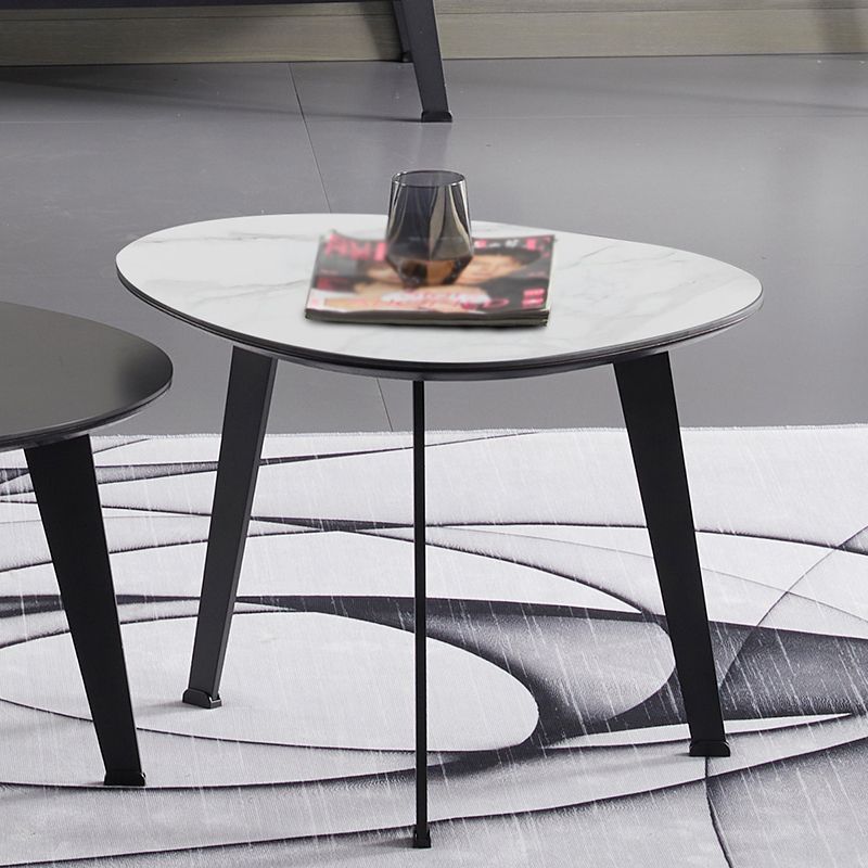 Contemporary White/Grey Free Shape Coffee Table with Metal Base Clearhalo 'Coffee & Accent Tables' 'Coffee Tables' 'coffee_tables' 'furn' 'furn_coffee_tables' 'Furniture' 'furniture_coffee_tables' 'Living Room Furniture' 1200x1200_421a67fa-38b0-41f3-b073-e6c843b7becd