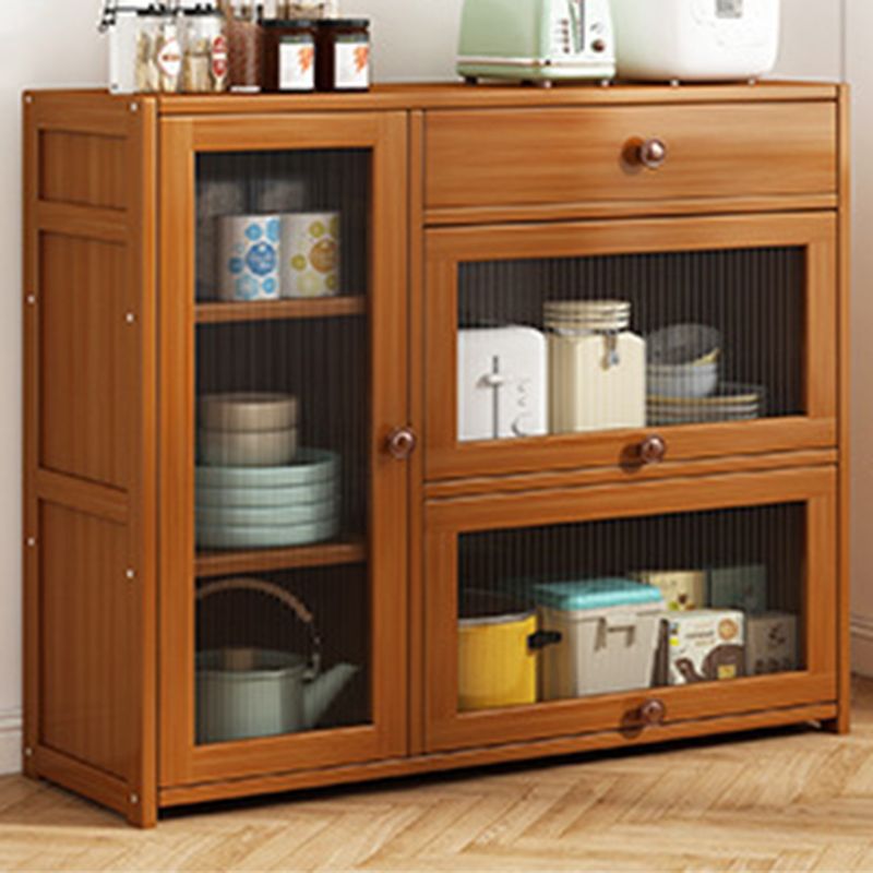 Mobile moderno per accento rettangolo manopole in legno marrone con porte