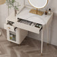 White Stone Top Vanity Makeup Table Modern 15.75" D Vanity Table with Storage