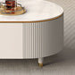 Glam Stone Oval Single White 4 Legs Coffee Table with Drawers