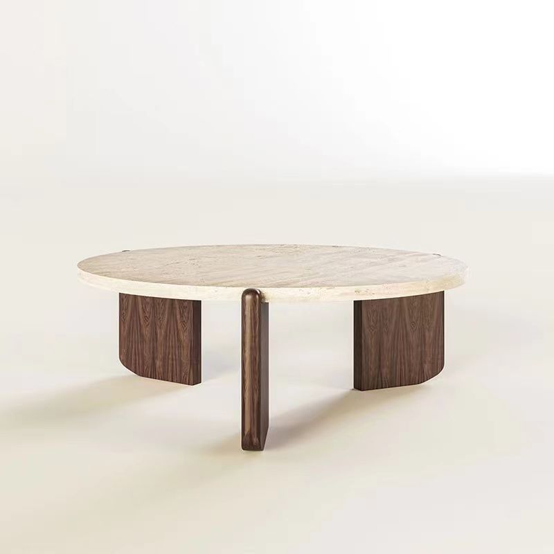 Einzel-Couchtisch mit 3 Beinen, moderner Cocktailtisch aus Holz in Beige/Braun