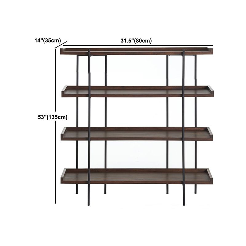 Modern Solid Wood Bookshelf Brown Etagere Open plank Verticale boekenkast
