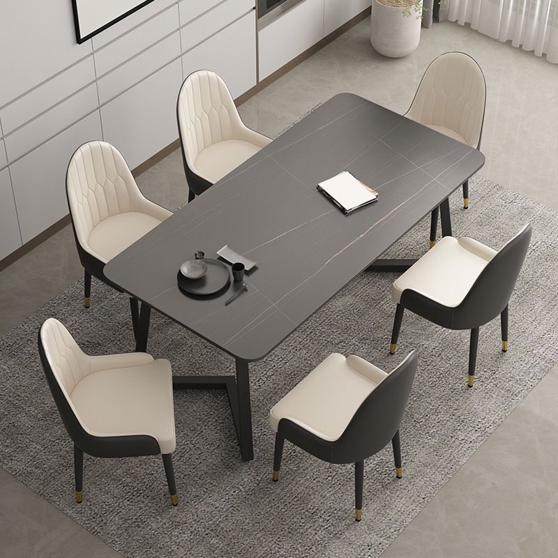 Industrial Style Dining Table Sintered Stone Rectangle Table for Home Clearhalo 'Dining Tables & Seating' 'Dining Tables' 'dining_table' 'furn' 'furn_dining_table' 'Furniture' 'Kitchen & Dining Furniture' 1200x1200_422951e1-23f4-419f-a840-cc94fe373470