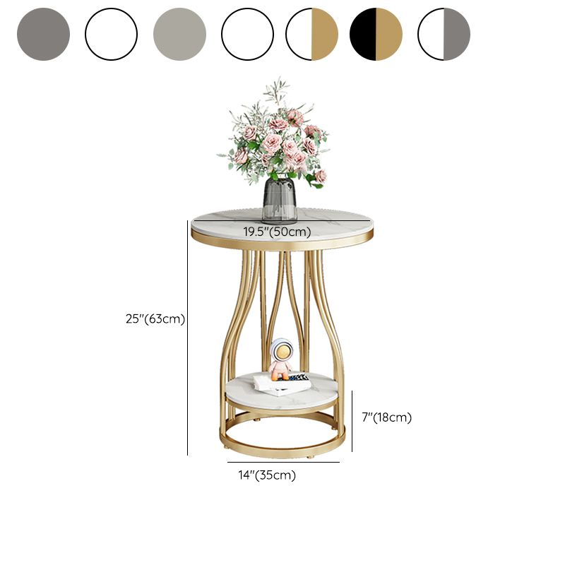 2-Tier Modern Metal Round Side Table 19.7-inch End Table with Shelf Clearhalo 'Coffee & Accent Tables' 'End & Side Tables' 'end_side_tables' 'furn' 'furn_end_side_tables' 'Furniture' 'Living Room Furniture' 1200x1200_422b03be-f5e7-4395-8c0c-23f6043526fc