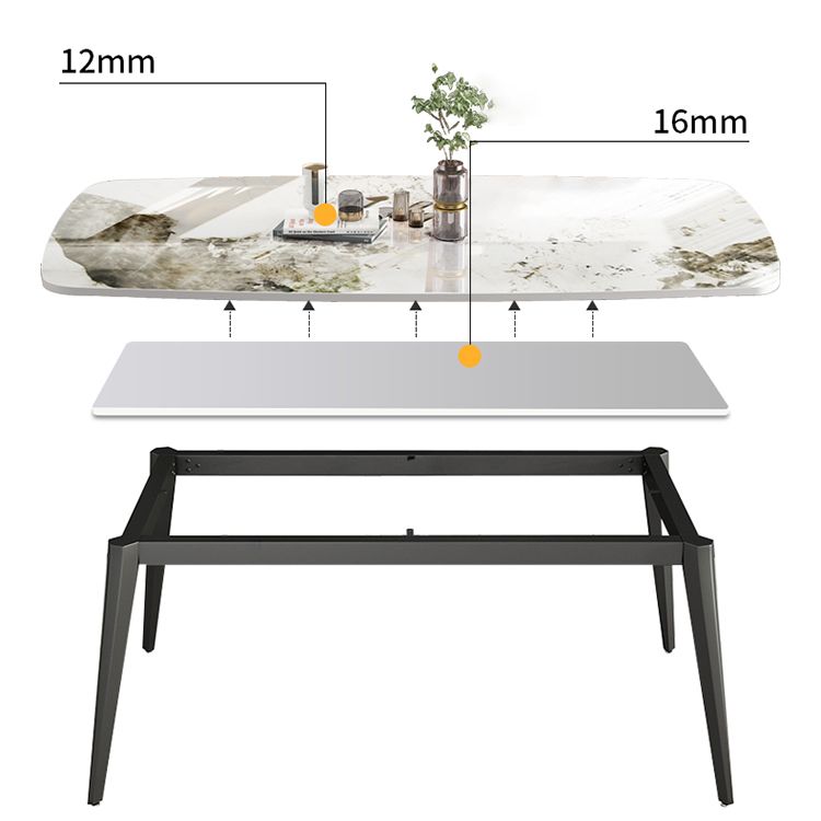 Modern Stone Rectangle Dining Table 4 Metal Legs for Dining Room Clearhalo 'Dining Tables & Seating' 'Dining Tables' 'dining_table' 'furn' 'furn_dining_table' 'Furniture' 'Kitchen & Dining Furniture' 1200x1200_422d9d9c-25f9-445e-b050-1cd38e46e131