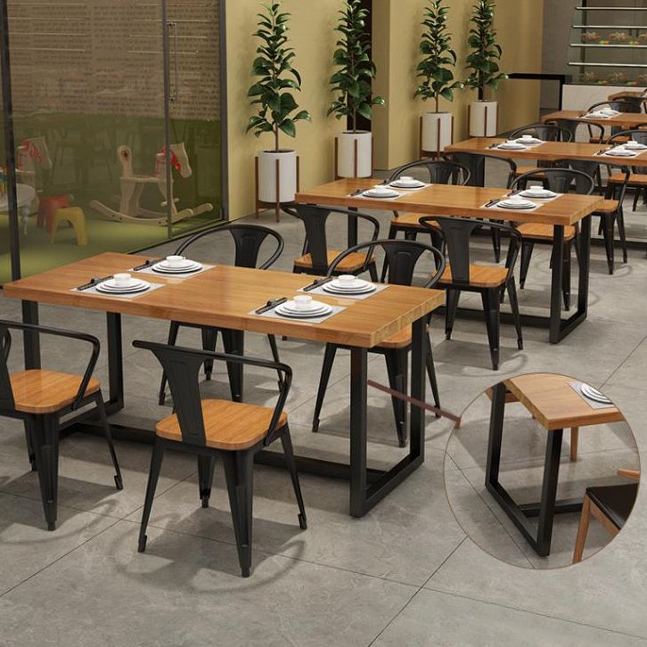 Industrial Pine Solid Wood Table Rectangle Dining Table with Trestle Base Clearhalo 'Dining Tables & Seating' 'Dining Tables' 'dining_table' 'furn' 'furn_dining_table' 'Furniture' 'Kitchen & Dining Furniture' 1200x1200_422dc963-d996-48d6-95d7-6a455cdd9e5f