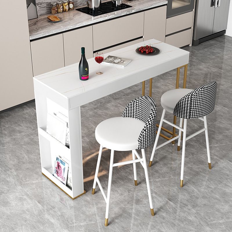Kitchen Stone Top Counter Table Metal Base 42-inch Height Contemporary Bar Table Clearhalo 'Bar Furniture' 'Bar Tables' 'bar_tables' 'furn' 'furn_bar_tables' 'Furniture' 'furniture_bar_tables' 'Kitchen & Dining Furniture' 1200x1200_422e4875-66a5-420d-a6d7-2e3de1980188