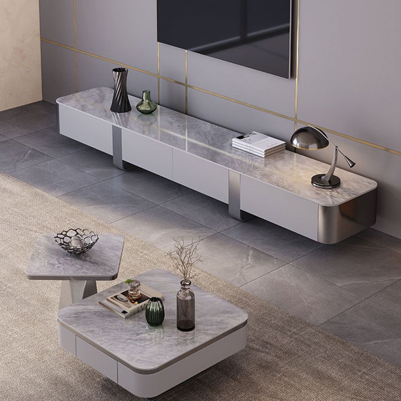 Glam Gray TV Console Enclosed Storage Stone Media Console with Drawers for Home Clearhalo 'furn' 'furn_tv_stands_entertainment_centers' 'Furniture' 'Living Room Furniture' 'TV Stands & Entertainment Centers' 'TV Stands & Media Storage Furniture' 'tv_stands_entertainment_centers' 1200x1200_4233e6e8-eda2-4378-872a-6d90fcf142a4