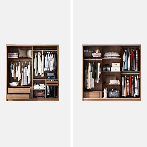 Brauner und grauer Aufbewahrungsschrank moderner Schiebetürschrank mit Schubladen