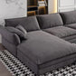 Contemporary Cushions Sofa & Chaise Loose Back Flared Arm Sofa