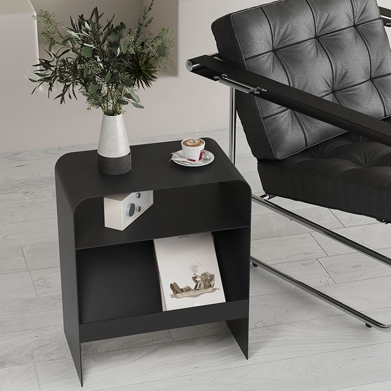 Modern Accent Side Table Metal Sled with Storage Rectangular Living Room End Table