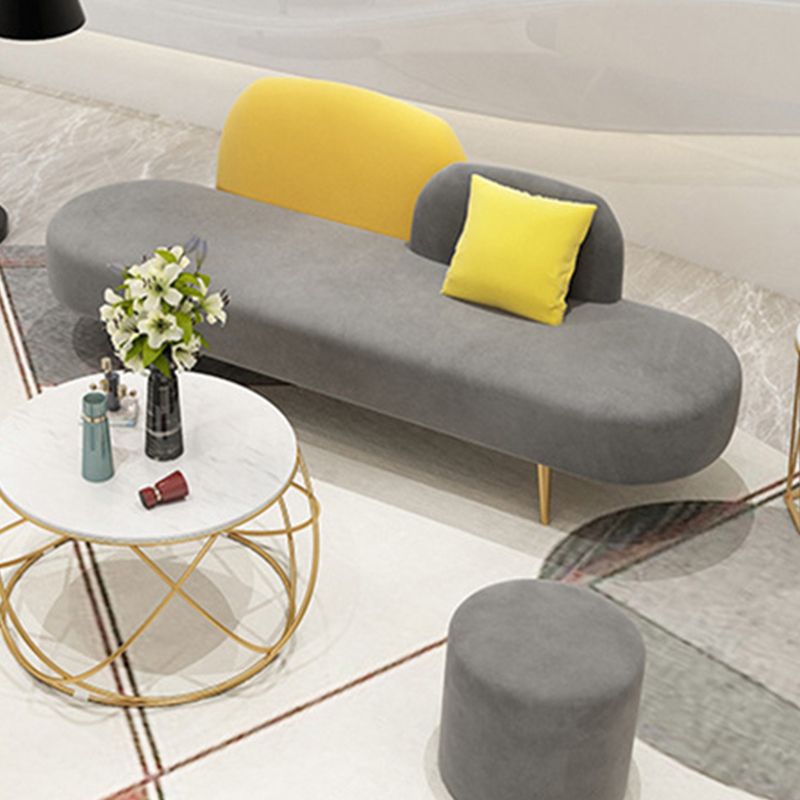 Modern Velvet Armless Sofa 30.70" Wide Gray Sofa for Living Room