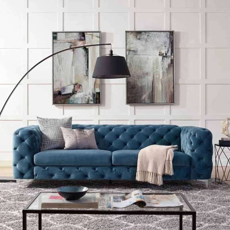 Contemporary Tufted Back Sofa with Tuxedo Arm for Livingroom