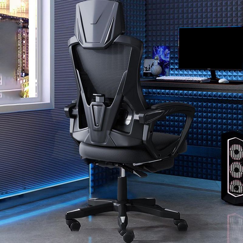 Contemporary Desk Chair High Back Wheels Nylon Fixed Arms Ergonomic Mesh Chair Clearhalo 'furn' 'furn_office_chair' 'Furniture' 'Office Chairs' 'Office Furniture' 'office_chair' 1200x1200_423836ff-90ba-48aa-954b-30a297031690