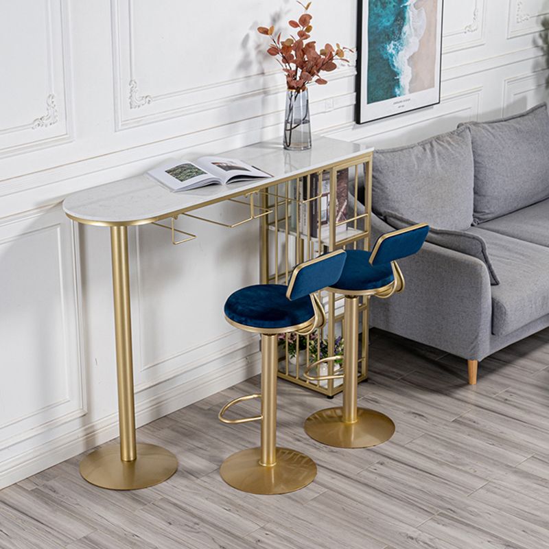 Glam Faux Marble Bistro Table Indoor Iron Double Pedestal Bar Dining Table with 3-Shelf Clearhalo 'Bar Furniture' 'Bar Tables' 'bar_tables' 'furn' 'furn_bar_tables' 'Furniture' 'furniture_bar_tables' 'Kitchen & Dining Furniture' 1200x1200_42384458-c445-4af5-a57a-aa9cda8411e5