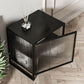 Glass and Metal Bedside Cabinet Modern Minimalist Bedside Table with Legs Clearhalo 'Bedroom Furniture' 'furn' 'furn_night_stand' 'Furniture' 'night_stand' 'Nightstands' 1200x1200_423982e3-ea5c-4add-a345-b0cc458a8a78
