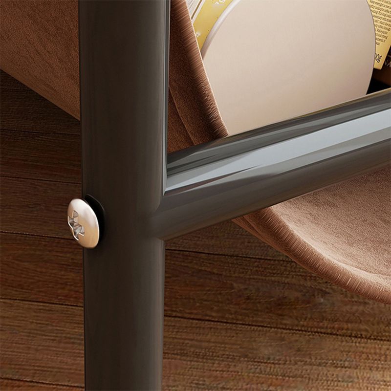 Mesa de acero de acero de acero contemporánea de vidrio marrón