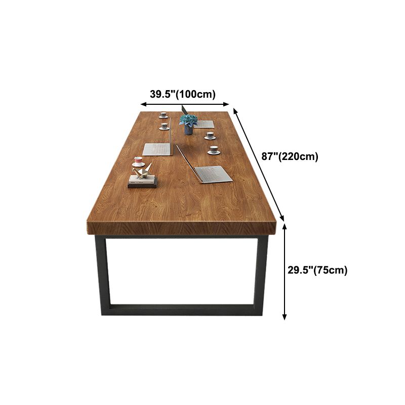Pine Wood Top Dining Table Industrial Dining Table with Sled Base Clearhalo ' dining_table' 'Dining Tables & Seating' 'Dining Tables' 'furn' 'furn_dining_table' 'Furniture' 'furniture_dining_table' 'Kitchen & Dining Furniture' 'kitchen&dining_furn' 'kitchen' 'kitchen_dining_table' 1200x1200_423bc280-12cd-4dab-bcfd-7eeb61979ea5