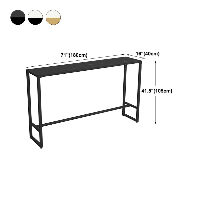 Modern Rectangle Iron Bar Dining Table Stone Top Indoor Bistro Table with Footrest Clearhalo 'Bar Furniture' 'Bar Tables' 'bar_tables' 'furn' 'furn_bar_tables' 'Furniture' 'furniture_bar_tables' 'Kitchen & Dining Furniture' 1200x1200_423ca5de-a9a4-499e-a42b-677e821299fe