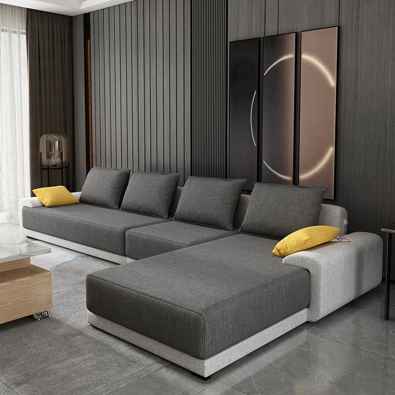 L-Shape Pillowed Back Cushions Pillow Top Arm Sectional with Slipcovered Clearhalo 'furn' 'furn_sectionals' 'Furniture' 'furniture_sectionals' 'Living Room Furniture' 'Sectionals' 1200x1200_423cd54e-9fa3-4154-a8c0-393246786c46