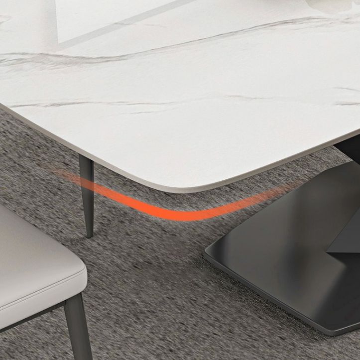 Industrial Style Rectangle Table Sintered Stone Dining Table with Metal Legs for Home Clearhalo 'Dining Tables & Seating' 'Dining Tables' 'dining_table' 'furn' 'furn_dining_table' 'Furniture' 'Kitchen & Dining Furniture' 1200x1200_423fbbe6-efb8-4327-bd8b-07113143eeea