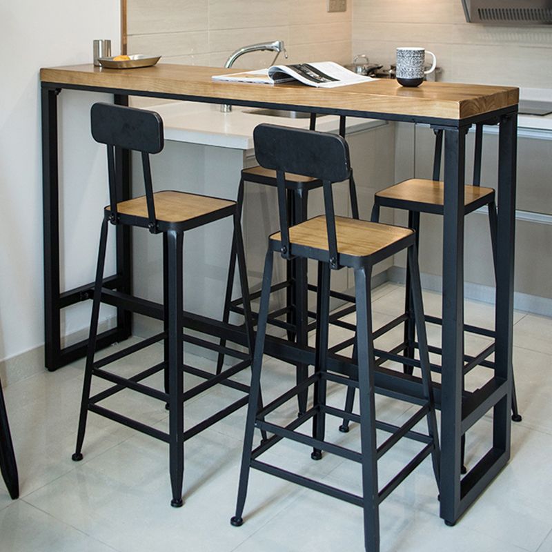 Pine Wood Bar Dining Table Industrial Rectangle Bar Table with Trestle for Milk Tea Shop Clearhalo 'Bar Furniture' 'Bar Tables' 'bar_tables' 'furn' 'furn_bar_tables' 'Furniture' 'Kitchen & Dining Furniture' 1200x1200_424377be-d594-49dc-a62a-426ec43836b3