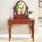 Table de bureau de vanité de maquillage traditionnelle avec tiroir en marron pour chambre à coucher
