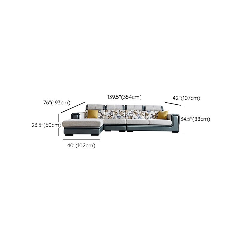 Modern Gray Cushions Sofa & Chaise 5-Seater 139.37" L Square Arm Sectional Sofa Clearhalo 'furn' 'furn_sectionals' 'Furniture' 'Living Room Furniture' 'Sectionals' 1200x1200_4246f526-596d-4d51-be1e-1ad7c03d2fc8